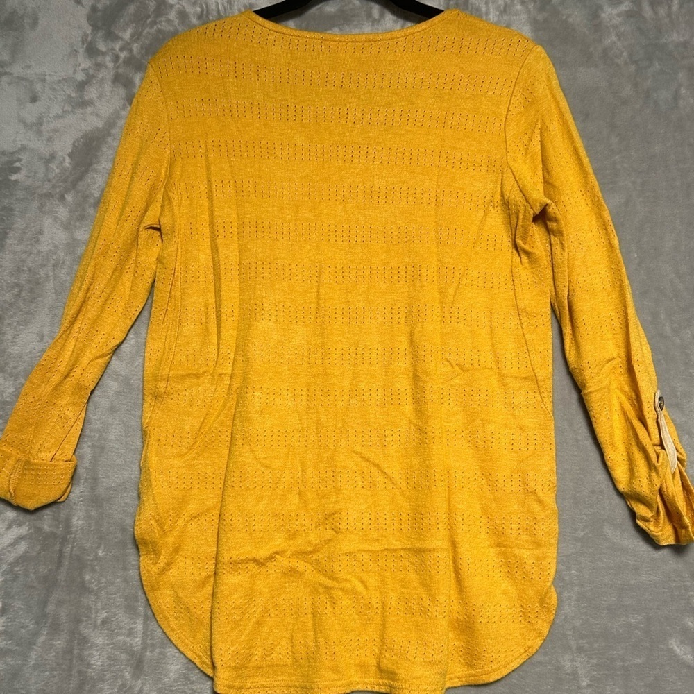 Anthropologie Akemi Kin Tunic Top 3/4 Sleeve Women’s XS Mustard Yellow Boho - Picture 2 of 8
